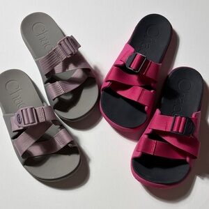 Chaco Double Strap Slide Sandals Lot Pink Gray Womens